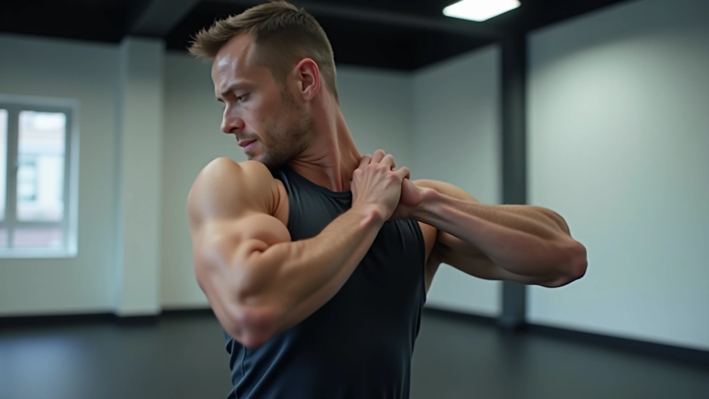 Close-up of a person performing a shoulder mobility drill with proper form and alignment